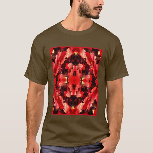 T-shirt L'automne rouge laisse la peinture de la nature Ab (Devant)