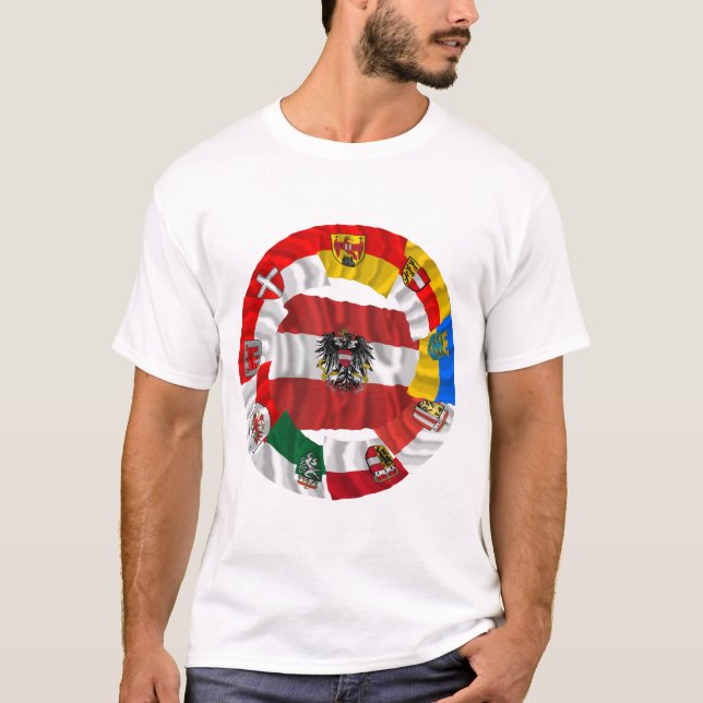 T-shirt L'Autriche et ses Laender ondulant des drapeaux (Devant)