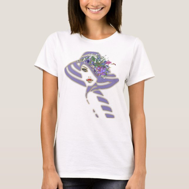 T-shirt Lavande - Bouquets de fleurs violettes (Devant)