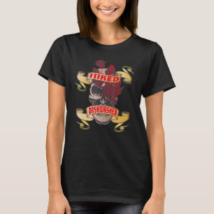 T-shirt Lave-vaisselle crâne encré et tatouage Roses rouge