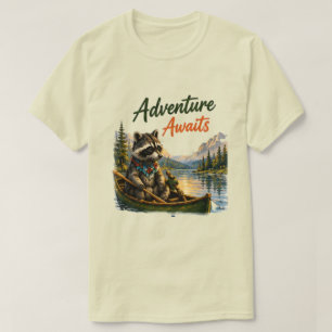 T-shirt L'aventure Attend Camping Raton Laveur Lac Cano