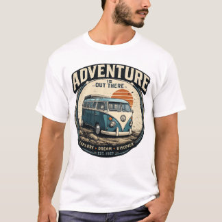 T-shirt L'Aventure est là-bas – Graphisme de fourgonnette 