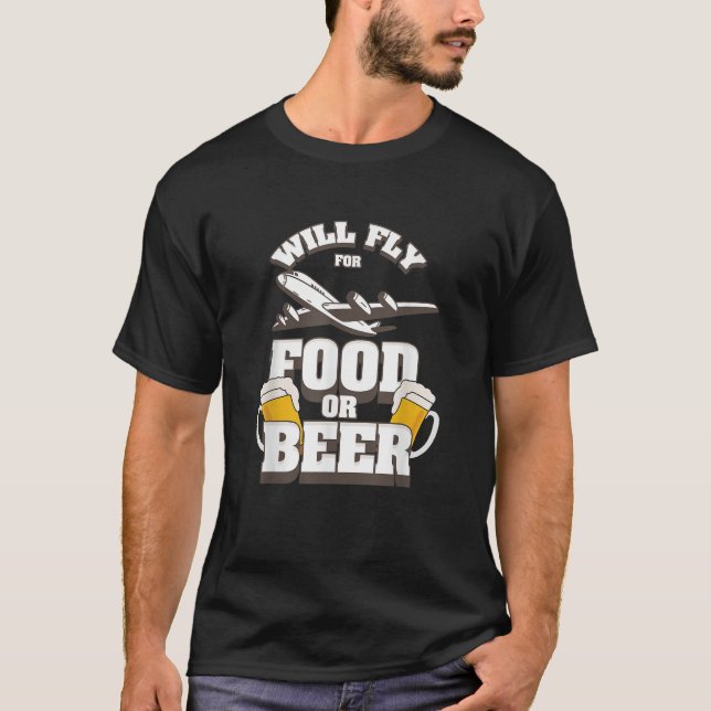 T-shirt L'Aviation Pilote Gif Drôle Vols Pour De La Nourri (Devant)