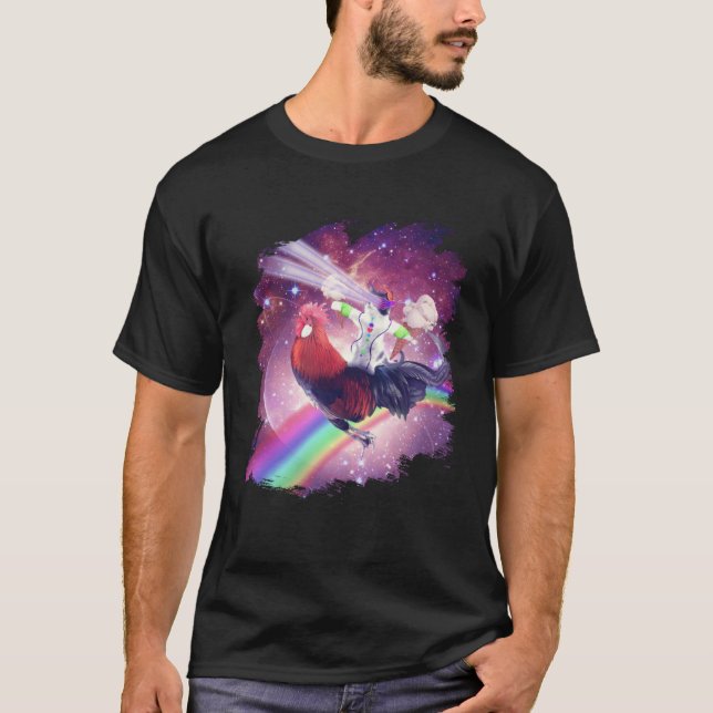 T-shirt Lazer Rave Space Chat Riding Poulet Avec Crème De  (Devant)