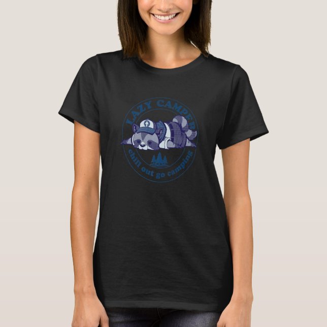 T-shirt Lazy Raccon Scouts Camping Été Camp Bleu Animal (Devant)