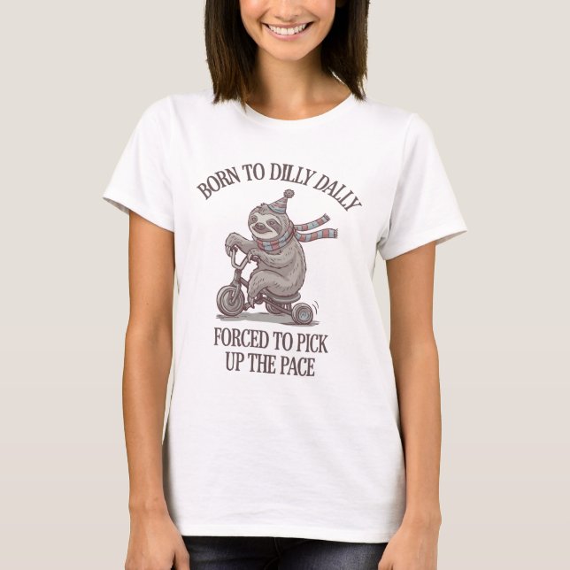 T-shirt Lazy Sloth Retro Bike Cartoon (Devant)