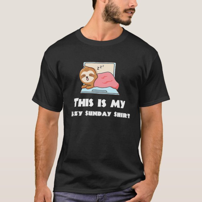 T-shirt Lazy Sunday Sleep Stay At Home Sloth (Devant)
