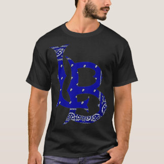 T-shirt LB Long beach California Blue bandana hip hop stre