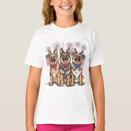 T-shirt Le 4 Juillet Chiens De Berger Allemands