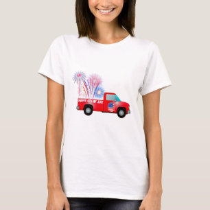 T-shirt Le 4 juillet, patriotique, avec un camion rétro