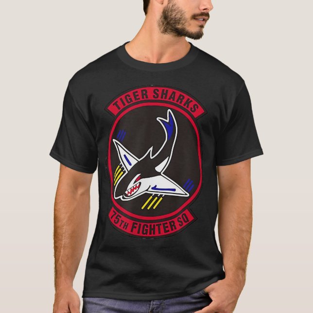 T-shirt Le 75e Escadron de chasse d'Air Ce insigne requins (Devant)