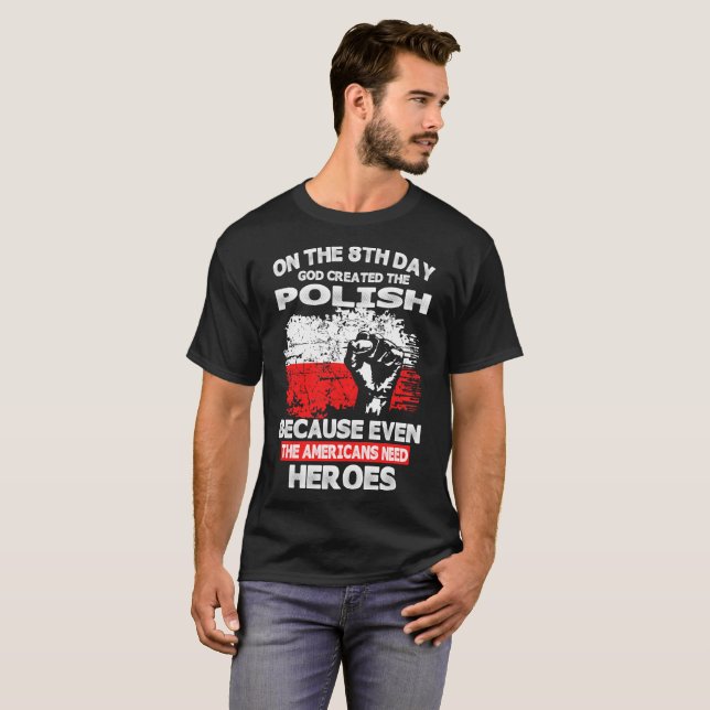 T-shirt Le 8ème jour Dieu a créé le tee - shirt américain (Devant entier)
