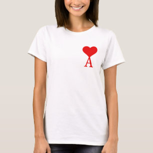 T-shirt Le A initial avec un grand coeur rouge