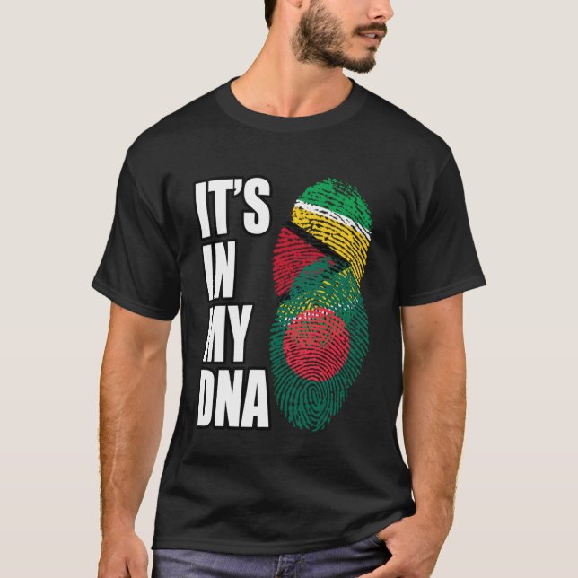 T-shirt Le Bangladesh Et Le Guyana Mélangent L'ADN Patrimo (Devant)