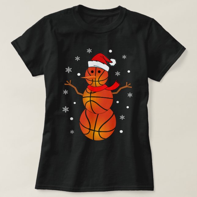 T-shirt Le basket-ball de Christmas Snowman (Design devant)