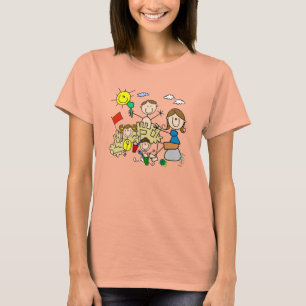 T-shirt Le bâton figure l'amusement de plage de famille