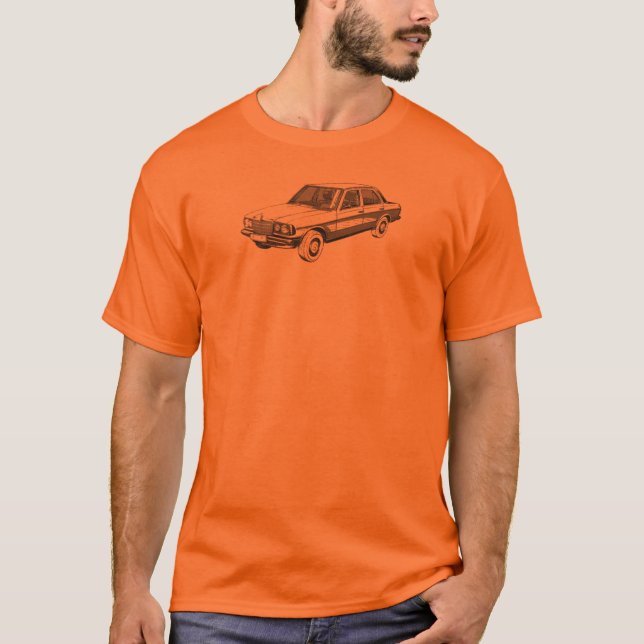 T-shirt Le benz W123 de Mercedes avec OM617 soutiennent (Devant)