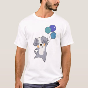 T-shirt Le Berger Australien S'Envole Avec Des Ballons