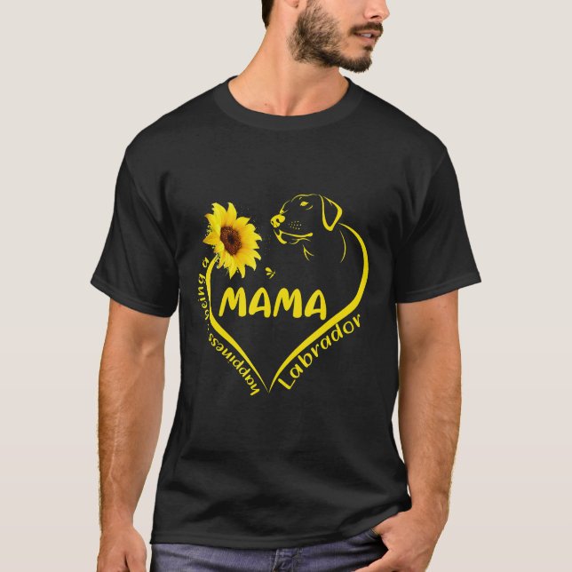 T-shirt Le Bonheur D'Être Labrador Mama Sunflower Hippy D (Devant)