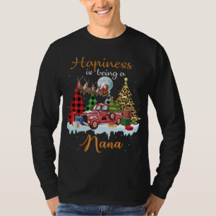 T-shirt Le Bonheur Est D'Être Nana Funny Red Truck Tree Ch
