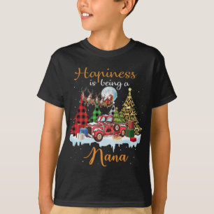 T-shirt Le Bonheur Est D'Être Nana Funny Red Truck Tree Ch