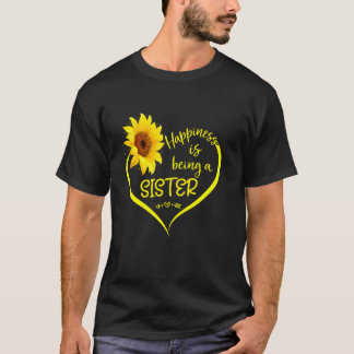 T-shirt Le Bonheur Est D'Être Soeur Sunflower Heart New Si