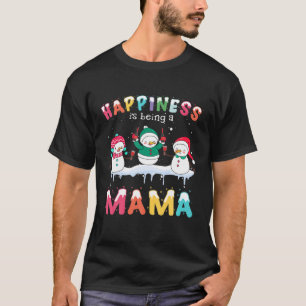 T-shirt Le Bonheur Est D'Être Une Mama Drôle Vin Snowman C