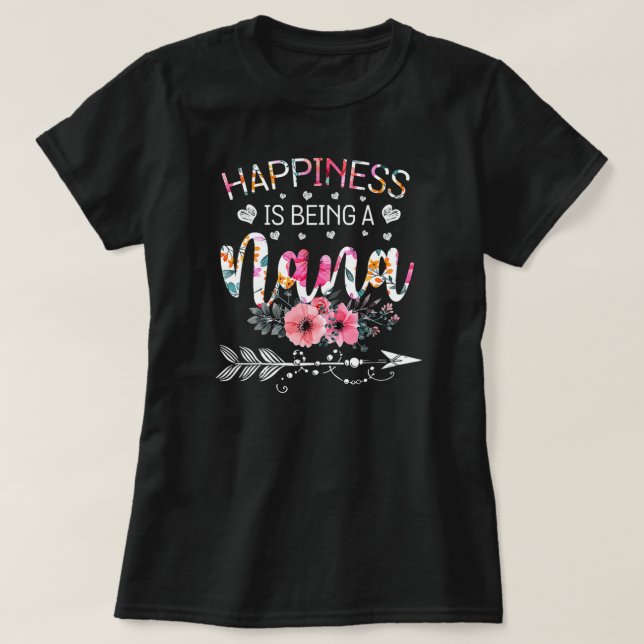 T-shirt Le bonheur est d'être une mère Nana Floral Funny (Design devant)