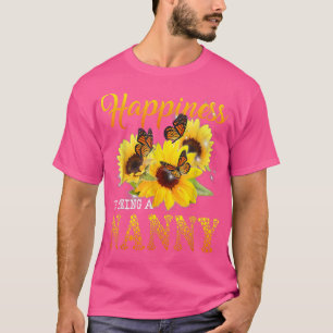 T-shirt Le Bonheur Est D'Être Une Nanny Papillon Tournesol