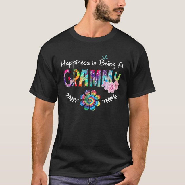 T-shirt Le bonheur est être Grammy Flower Tie Dye Mère s (Devant)