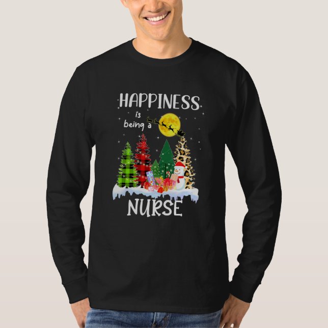 T-shirt Le Bonheur Est Être Infirmière Leopard sapin de No (Devant)
