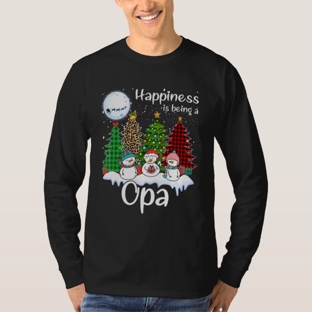 T-shirt Le Bonheur Est Être Un Opa Christmas Tree Leopard  (Devant)