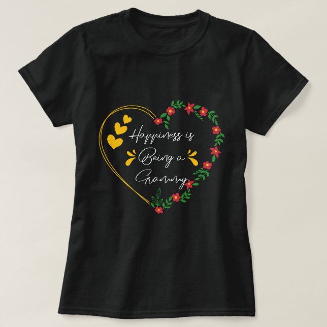 T-shirt Le bonheur est être une fête des mamans Grammy amu (Design devant)