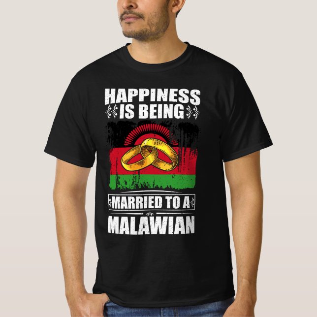T-shirt Le Bonheur Est Marié À Un Malawien (Devant)