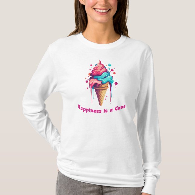 T-shirt Le bonheur est un cône de glace (Devant)