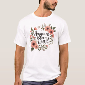 T-shirt Le bonheur fleurit de l'intérieur - Cultiver la jo