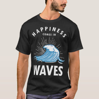 T-shirt Le Bonheur Vient En Vagues Surf Surfers Plage