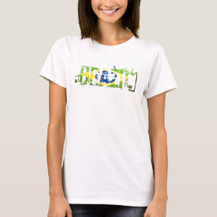 T-shirt Le Brésil a affligé le débardeur de drapeau