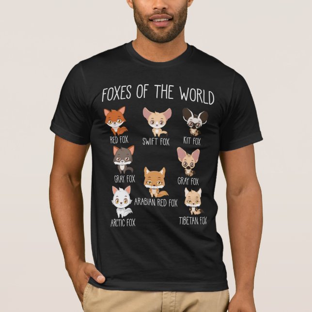 T-shirt Le cadeau Foxes Of The World pour Fox Lover (Devant)