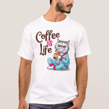 Le café c'est la vie avec la chemise de chat grump