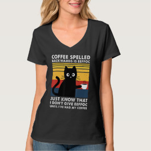 T-shirt Le Café Écrit À L'Arrière Est Eeffoc Funny Chat No