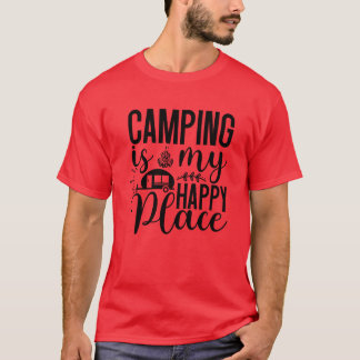 T-shirt Le camping est mon endroit heureux Camping-car Feu