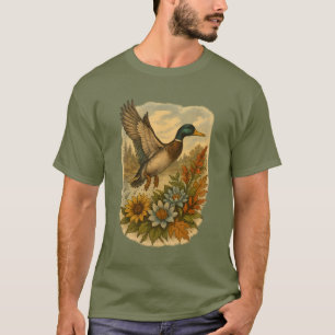 T-shirt Le canard de Majard avec l'art Fleur sauvage