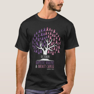 T-shirt Le Cancer De L'Arbre À Ruban Et La Violence Domest