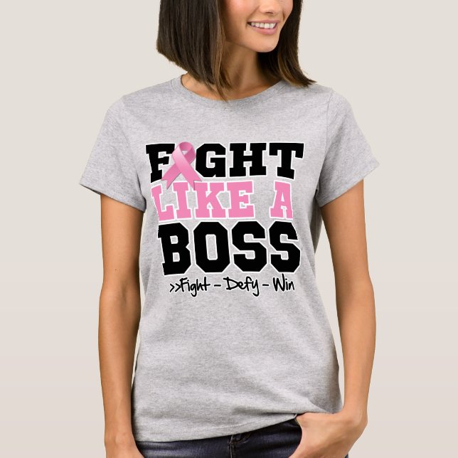T-shirt Le cancer du sein combat comme un patron (Devant)