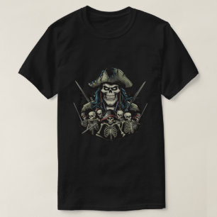 T-shirt Le capitaine Pirate et son équipage squelette