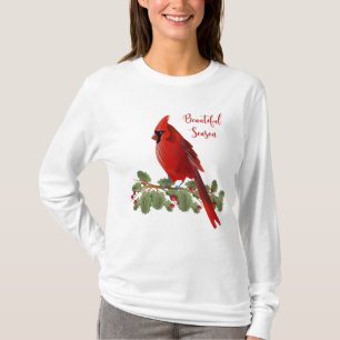 T-shirt Le cardinal rouge des femmes de saison des
