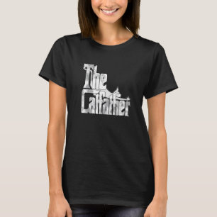T-shirt Le Catfather Chat Père Blanc Mafia Moustaches Mâle