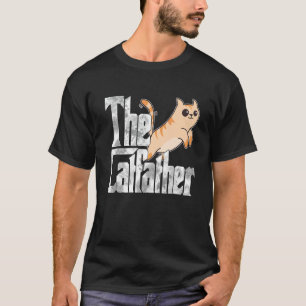 T-shirt Le Catfather Mignon Papa Chat Mafia Moustaches Mâl