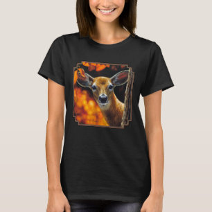 T-shirt Le cerf blanc fait face aux couleurs de automne